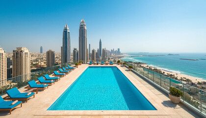 Fototapeta premium outdoor pool on the roof of a luxury hotel Resorts of the Middle East and Asia.