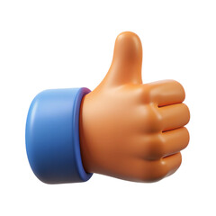 3D Render of Cartoon Hand Giving Thumbs Up Gesture, Positive Feedback
