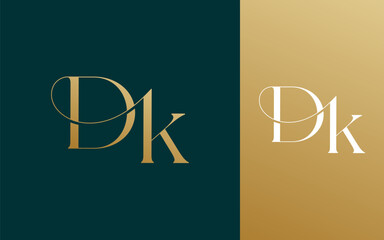 Initial letter DK KD logo design vector illustration for couple, wedding, and business