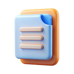 3D Render of a Blue and Orange Document Icon, Modern Design Element