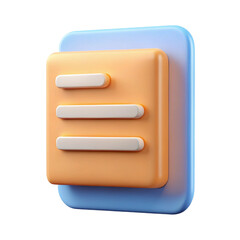 3D Render of a Pastel Orange and Blue Menu Icon, Modern App Interface Element