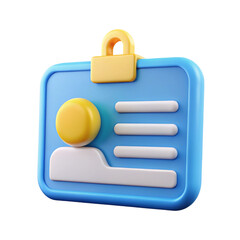 3D Render of a Blue and Yellow ID Badge with Profile Icon