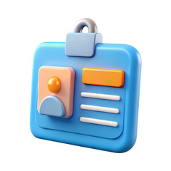 3D Render of a Blue ID Badge with Photo and Information