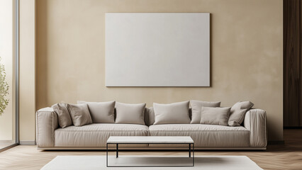 Frame mockup. Living room wall poster mockup. Interior mockup with house background. Modern interior design