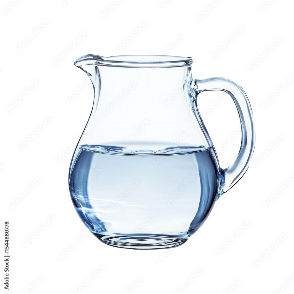 Poster clear glass pitcher filled with water, showcasing its elegant design and transparency. perfect for s