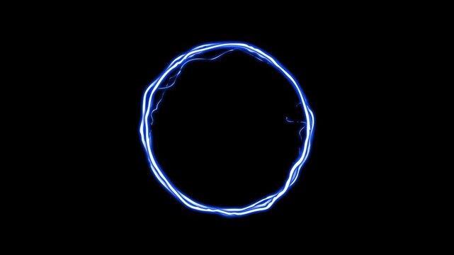 Dynamic Blue Energy Rings Pulsating and Dissipating on Black Background Animation