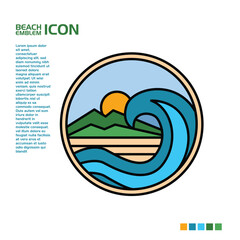 Beach and mountain vector icon is good for use in property or t-shirt and logo designs