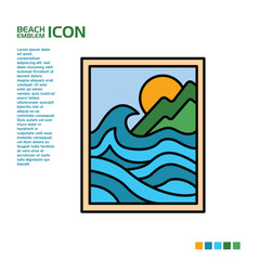 Beach and mountain vector icon is good for use in property or t-shirt and logo designs
