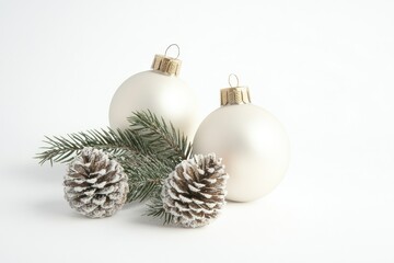 Serene Christmas Celebrations Isolated on White Background, Depth of Field