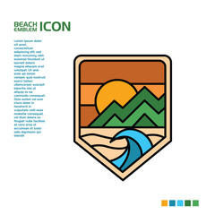 Beach and mountain vector icon is good for use in property or t-shirt and logo designs