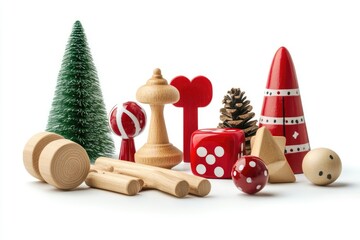 High Resolution Picture of Whimsical Holiday Games Isolated on White Background, Depth of Field