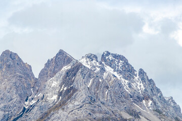 Panoramic view Zugspitze mountain peak alpine landscape Alps Tyrol Austria.