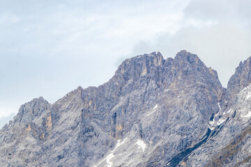 Panoramic view Zugspitze mountain peak alpine landscape Alps Tyrol Austria.
