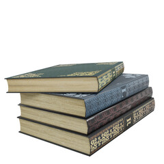 Obraz premium 3D rendered pile of old books isolated on transparent background