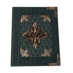 3D rendered leather fantasy grimoire isolated on transparent background