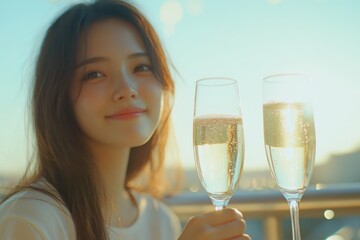 detailed picture of two glasses of sparkling wine