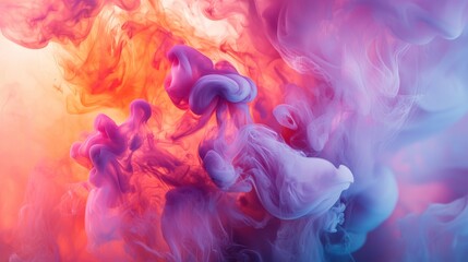 Vibrant Pink And Purple Smoke Explosion Captured In Motion Against Neutral Background For Abstract Fluid Art