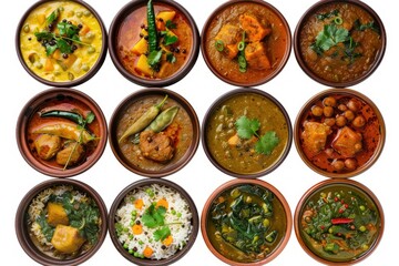 Fresh Indian Curry Set Top View in No Background for Decoration Created Using Generative Ai