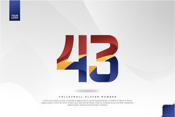 Modern Gradient Sport Number 43 Design for Volleyball Jersey on Minimal White Background
