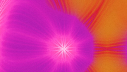 Abstract Radiant Burst with Soft Grain Texture, Symmetrical Glow Pattern in Psychedelic Style,...