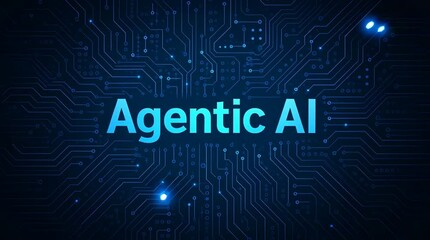 Agentic AI concept on futuristic glowing circuit technology background concept autonomous artificial intelligence and advanced digital systems - Powered by Adobe