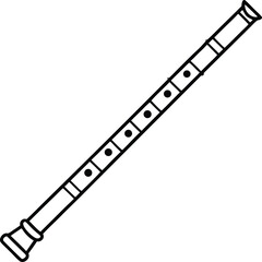 Line art of Indian bamboo flute bansuri with clean outline and minimal detail