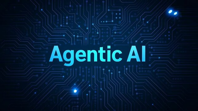 Agentic AI concept on futuristic glowing circuit technology background concept autonomous artificial intelligence and advanced digital systems