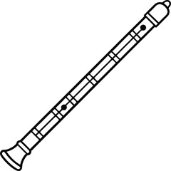 Black line bansuri drawing in horizontal minimalist style