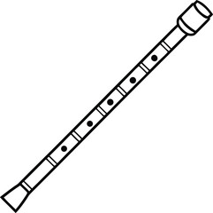 Simple bansuri sketch in line style showing finger hole detail