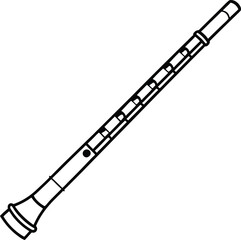 Traditional bamboo flute bansuri in clean black line vector