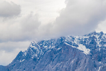 Panoramic view Zugspitze mountain peak alpine landscape Alps Tyrol Austria.