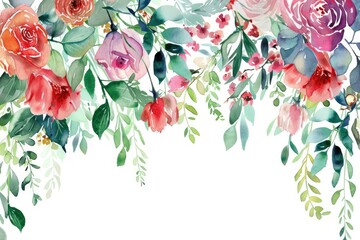 Sharp Image of Wedding Floral with Floral Garden Watercolor on White Background