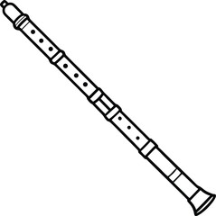 Indian line art bansuri with finger holes in minimal style
