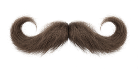 Luxurious Brown Handlebar Mustache Isolated on transparent background Perfect for Design Projects
