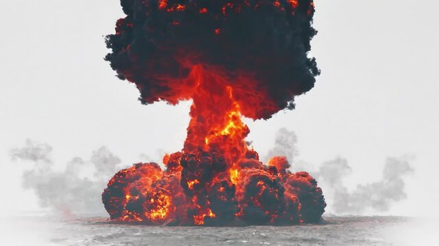 Nuclear explosion isolated on pure black background