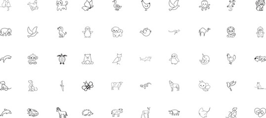 Animal Line Icon Set. 50 Animal Editable Line Icon.