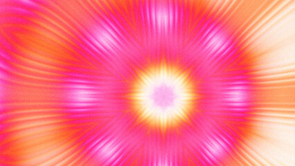 Obraz premium Abstract Radiant Burst with Soft Grain Texture, Symmetrical Glow Pattern in Psychedelic Style, Radiating Circular Abstract with Subtle Noise, Kaleidoscopic Starburst with Gradient Flow
