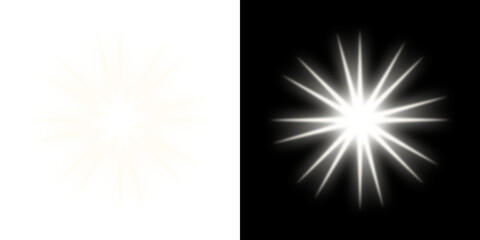 Bright Starburst Effects with Transparent and Black Backgrounds
