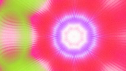 Abstract Radiant Burst with Soft Grain Texture, Symmetrical Glow Pattern in Psychedelic Style, Radiating Circular Abstract with Subtle Noise, Kaleidoscopic Starburst with Gradient Flow