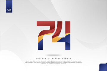 Modern Gradient Sport Number 74 Design for Volleyball Jersey on Minimal White Background