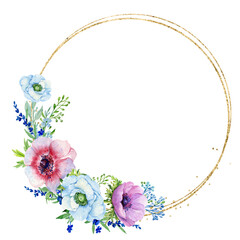Circle floral with golden frame
