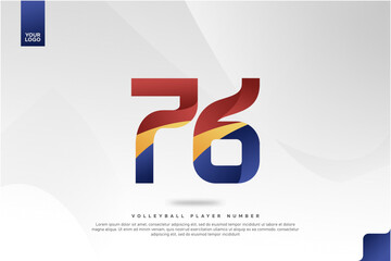 Modern Gradient Sport Number 76 Design for Volleyball Jersey on Minimal White Background