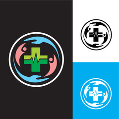 medical logo with pink and blue creative design logo medical