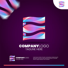 Abstract initial letter E gradient logo design