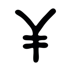 Fototapeta premium Hand drawn yen currency symbol. Brush stroke doodle. Single element for design