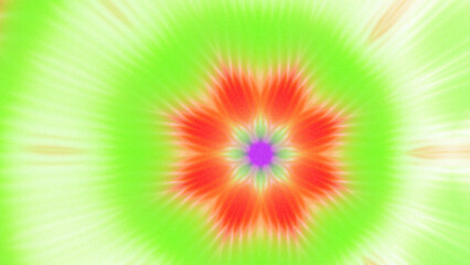 Fototapeta premium Abstract Radiant Burst with Soft Grain Texture, Symmetrical Glow Pattern in Psychedelic Style, Radiating Circular Abstract with Subtle Noise, Kaleidoscopic Starburst with Gradient Flow