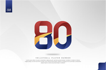 Modern Gradient Sport Number 80 Design for Volleyball Jersey on Minimal White Background