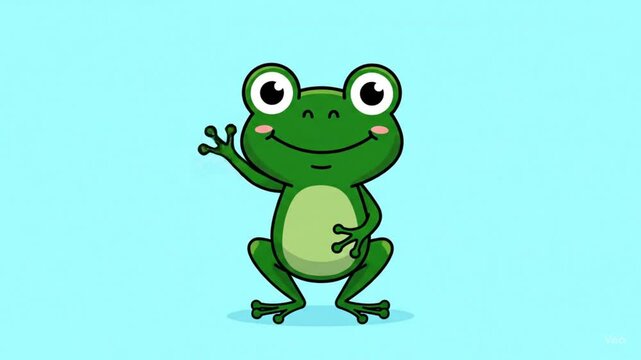 Green cartoon frog character video vector illustration isolated on white