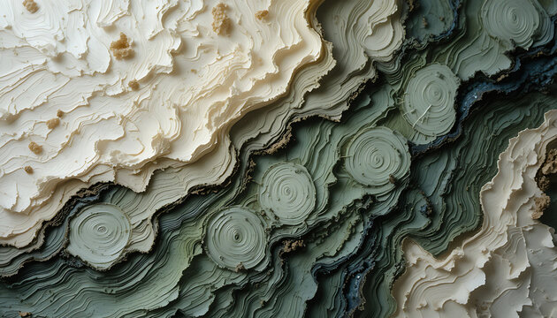 An abstract landscape of textures evoking a serene journey through mountains valleys with muted - Powered by Adobe