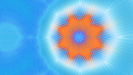 Abstract Radiant Burst with Soft Grain Texture, Symmetrical Glow Pattern in Psychedelic Style, Radiating Circular Abstract with Subtle Noise, Kaleidoscopic Starburst with Gradient Flow